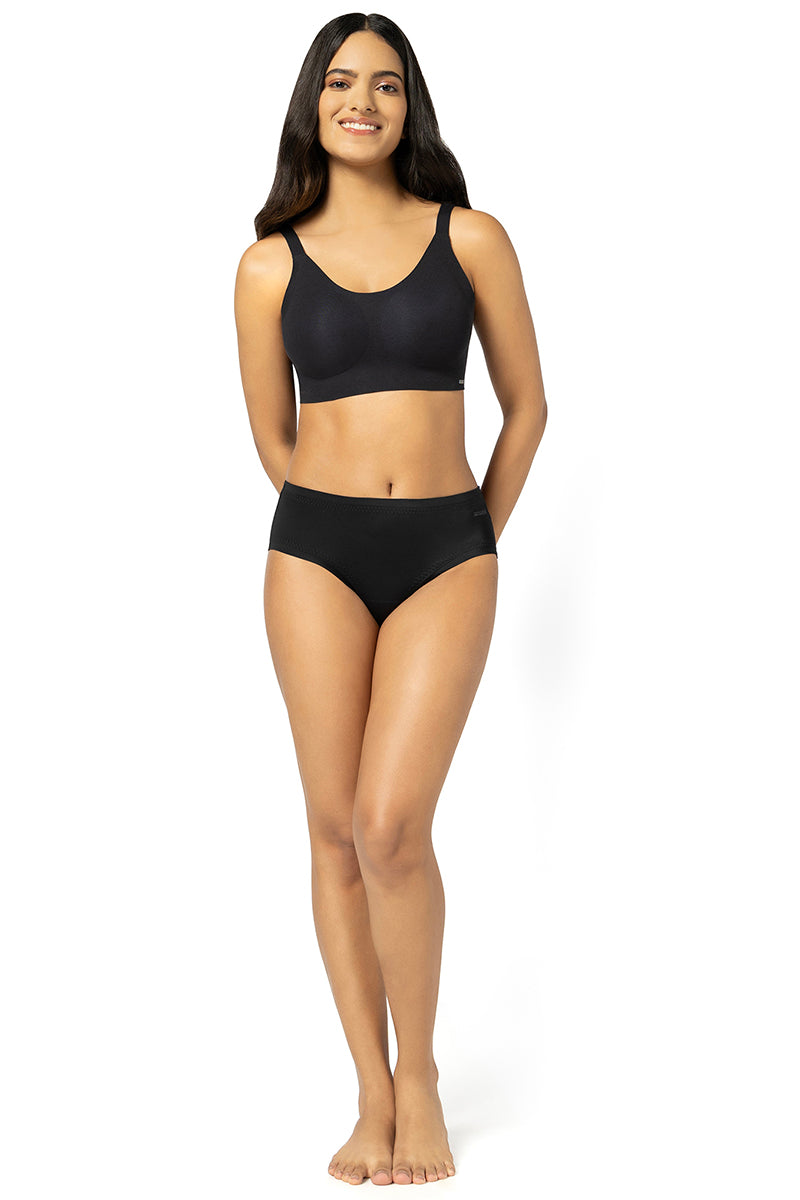 Invisi Breathe Non-Padded Non-Wired Cotton Bra - Black