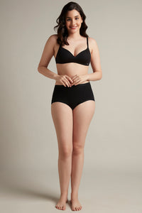 Smooth Style Padded Non-Wired Cotton Bra - Black thumbnail 5