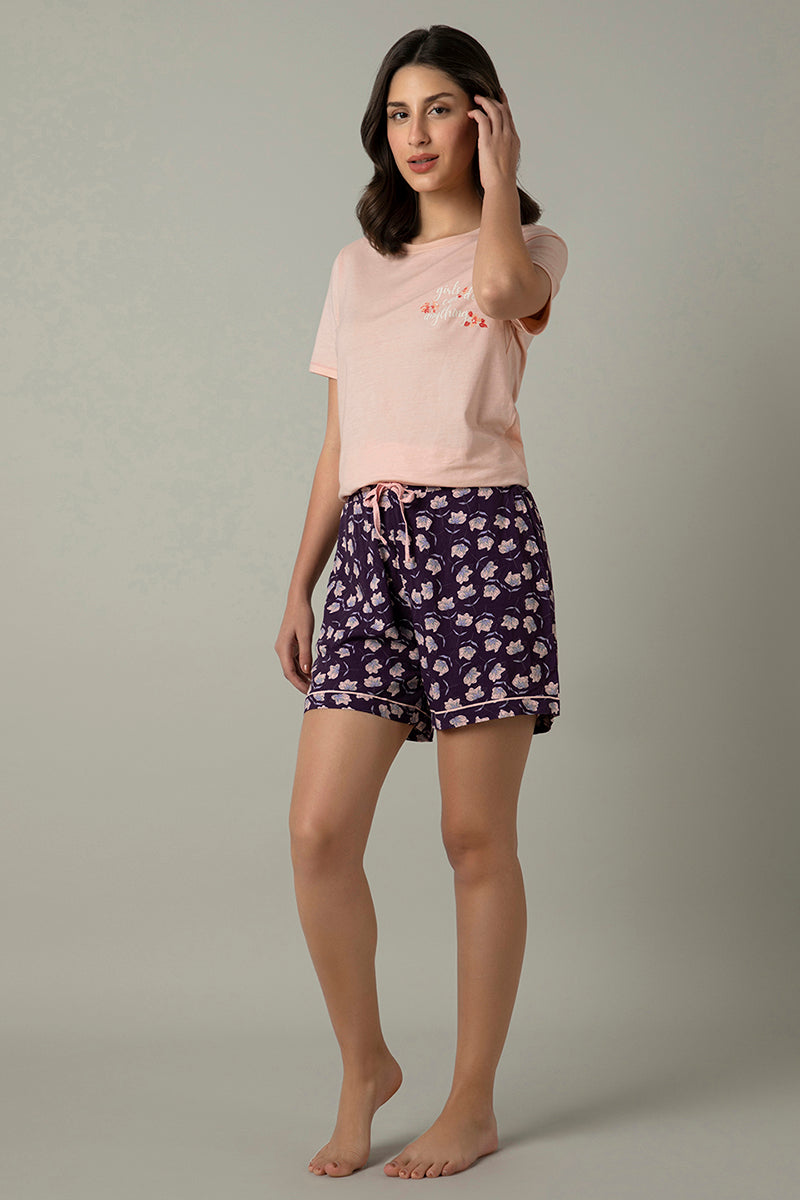Sleep Shorts - Shadow Purple Floral Print