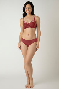 Glam Floral Non-Padded Wired Minimizer Bra - Cowhide thumbnail 5