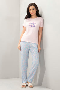 Full Length Pyjama Bottom - Powder Blue Floral Print thumbnail 5