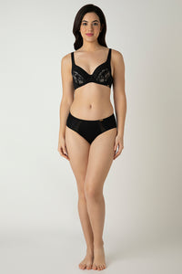 Glam Padded Non-Wired Plunge Bra - Black thumbnail 5