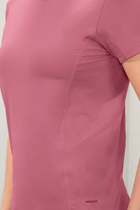 Flaunt Short Sleeve Round Neck Workout T-Shirt - Heather Rose thumbnail 5