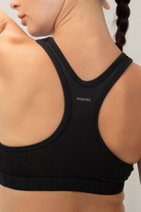 Energize Medium Impact Round Neck Sports Bra - Black thumbnail 5