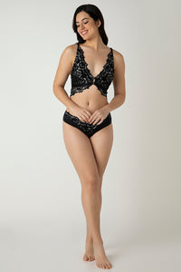Femme Lace Padded Non-Wired Demi Bra - Black thumbnail 5