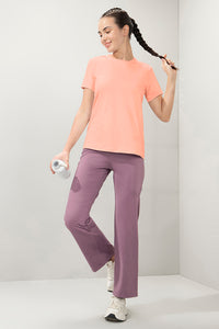 Flaunt Short Sleeve Round Neck Workout T-Shirt - Tropical Peach thumbnail 5