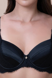 Amore Padded Wired Demi Bra - Black thumbnail 4