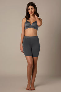 Smooth Mid-thigh Cotton Shortie Liner - Grey Pinstripe thumbnail 5