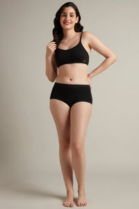 Daily Support Non Padded Non-Wired Cotton Bra - Black thumbnail 5