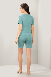 V-Neck Sleep Tee - Green Animal Print thumbnail 5