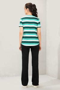 Essential V-Neck Stripe Tee - Botanical Stripes thumbnail 5