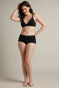 Trendy Plunge Padded Non-Wired Cotton Bra - Black thumbnail 5