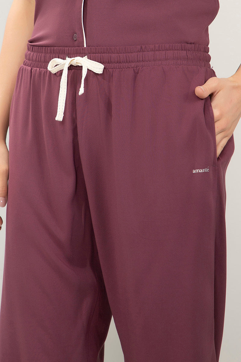 Half-Sleeves Sleep PJ Set - Egg Plant