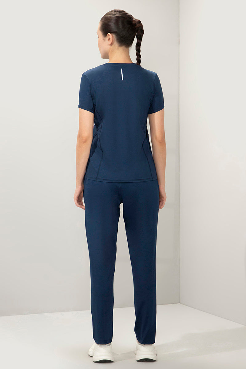 Flaunt Short Sleeve Round Neck Workout T-Shirt - Pageant Blue - Image 5 of 6