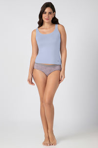 Broad Straps Body Hugging Modal Vest - Halogen Blue thumbnail 5