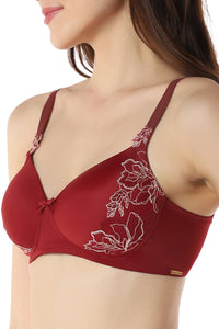 Floral Chic Padded Non-Wired Bra - Red Berry & Sepia Rose thumbnail 4
