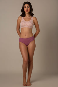 Easy Slip-On Non-Padded Non-Wired Cotton Bra - Pink Floral Print thumbnail 5