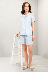 Sleep Shorts Set - Powder Blue Floral Print thumbnail 6