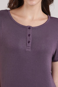 Serene Dream Henley Neck Tee - Vintage Violet thumbnail 5