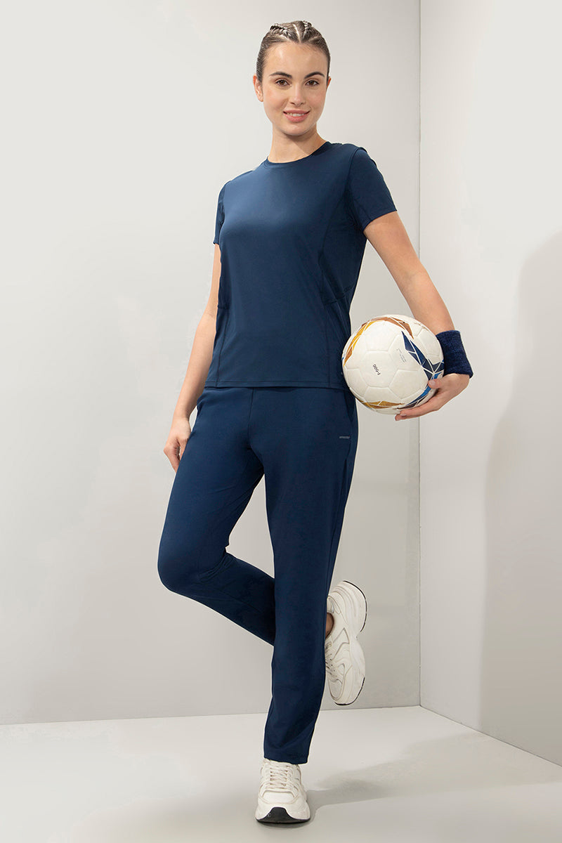 Flaunt Short Sleeve Round Neck Workout T-Shirt - Pageant Blue - Image 6 of 6