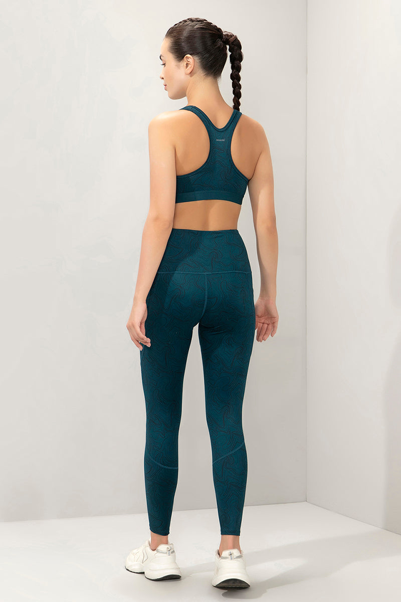 Energize Medium Impact Round Neck Sports Bra - Squigly Line Print - Image 6 of 7