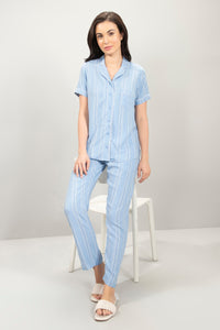 Half-Sleeves Sleep PJ Set - Halogen Blue Stripe Print thumbnail 6