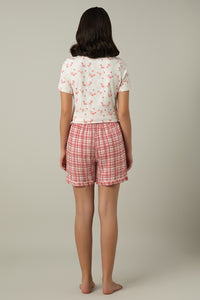 Sleep Shorts - Blush Rose Check Print thumbnail 6