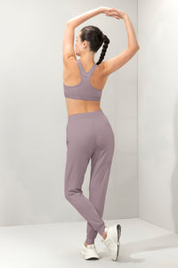 Energize Medium Impact Round Neck Sports Bra - Purple Dove thumbnail 6