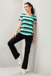 Essential V-Neck Stripe Tee - Botanical Stripes thumbnail 6