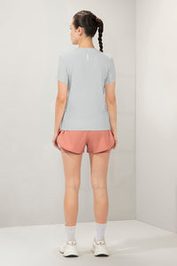 Flaunt Short Sleeve Round Neck Workout T-Shirt - Dawn Blue thumbnail 7
