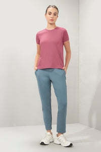 Flaunt Short Sleeve Round Neck Workout T-Shirt - Heather Rose thumbnail 7