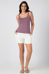 Broad Straps Body Hugging Modal Vest - Dusty Orchid thumbnail 7