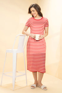 Lounge Laze Dress - Coral Stripes thumbnail 7