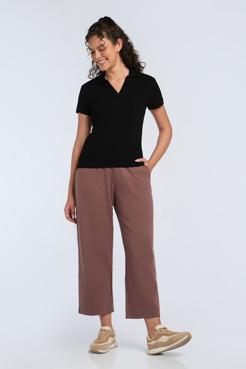 Classic Rib Polo Tee - Black - Image 6 of 6