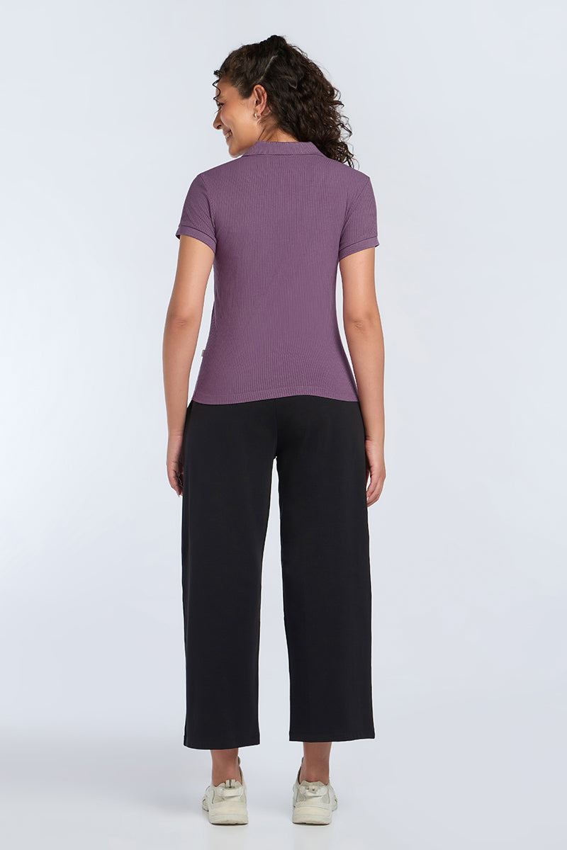 Classic Rib Polo Tee - Grape Jam