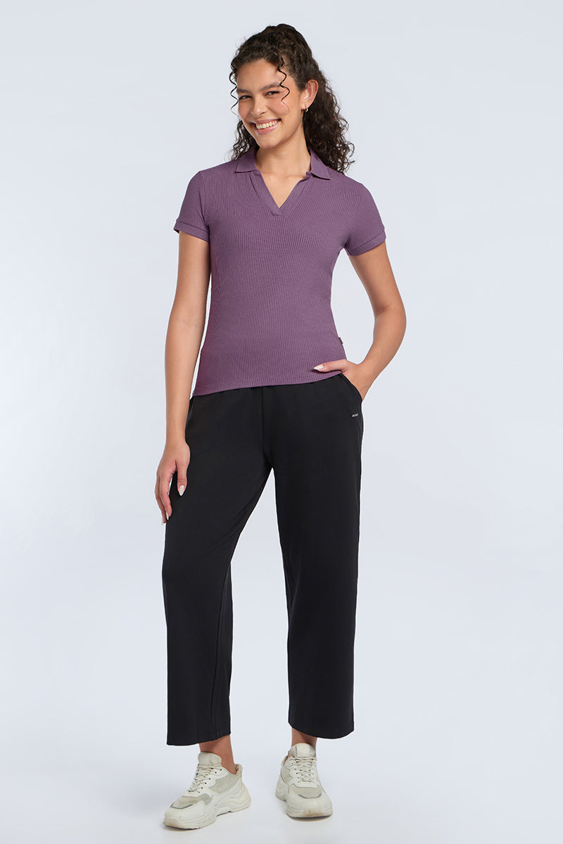 Classic Rib Polo Tee - Grape Jam