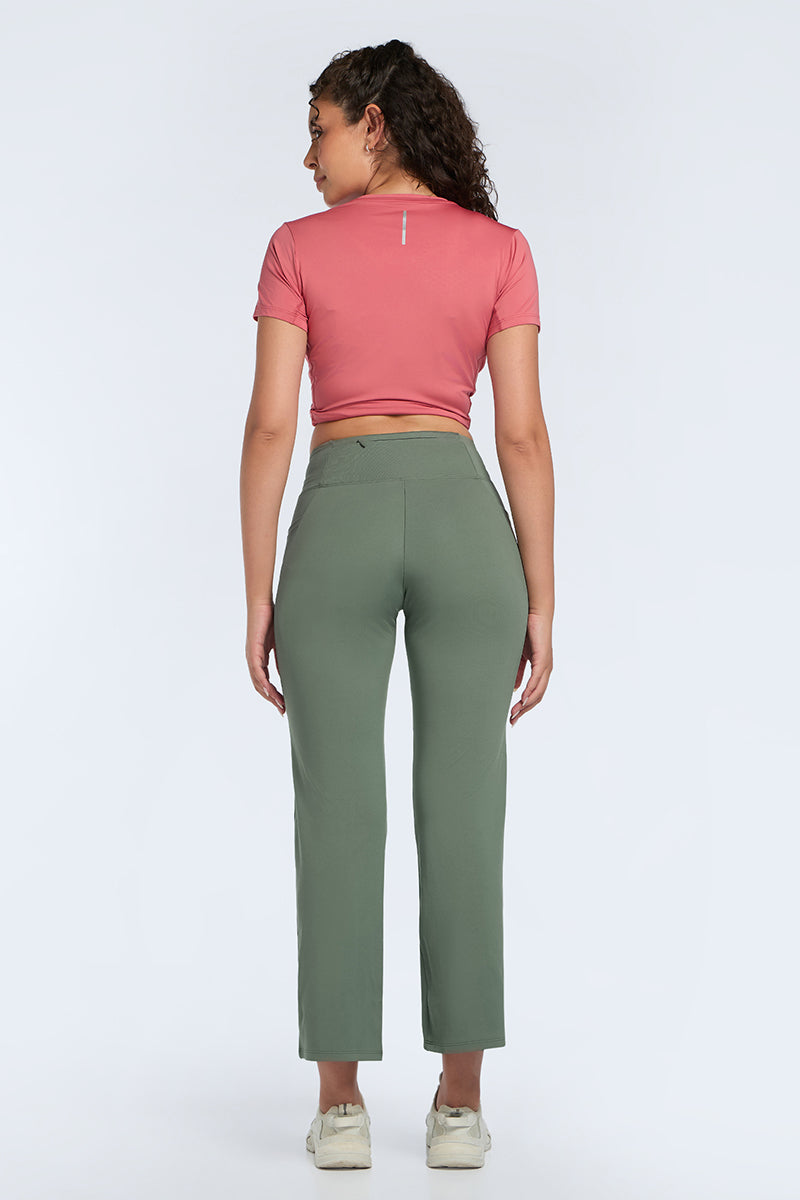FLAUNT FLARED TRAVEL PANTS - Sea Spray