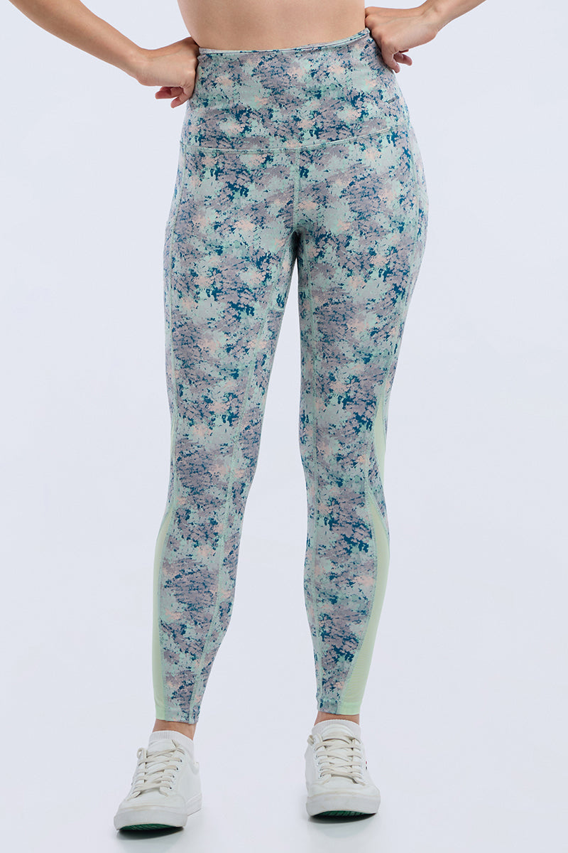 ENERGIZE PANELLED TIGHTS - Blush Drift Print