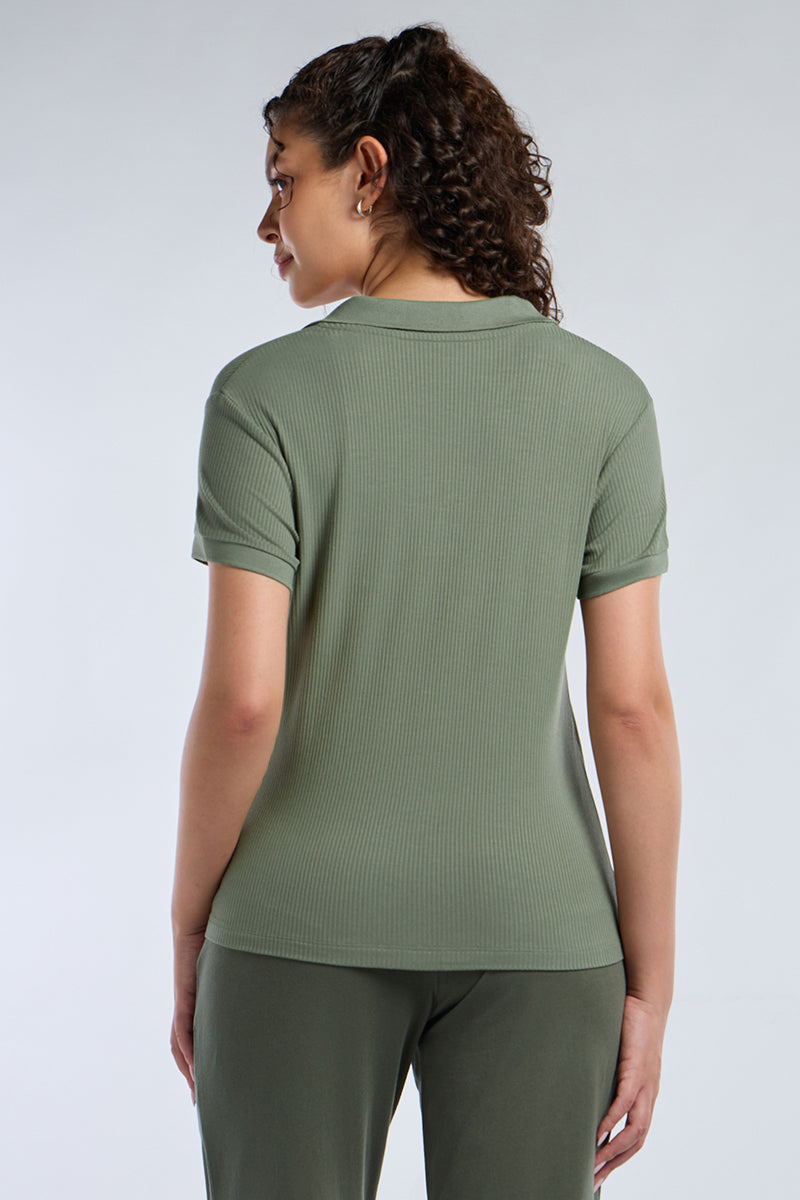 Classic Rib Polo Tee - Sea Spray - Image 5 of 6