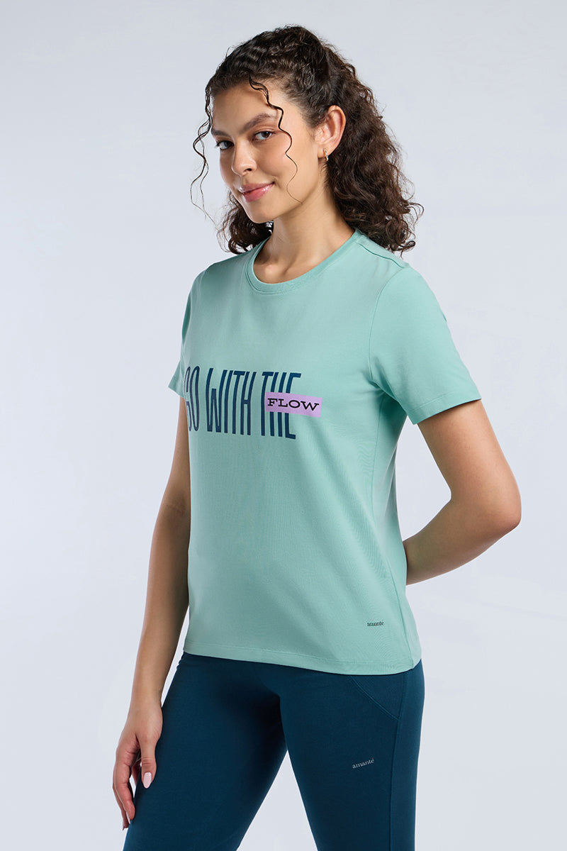 ESSENTIAL PRINTED TEE - Pastel Turquoise Base