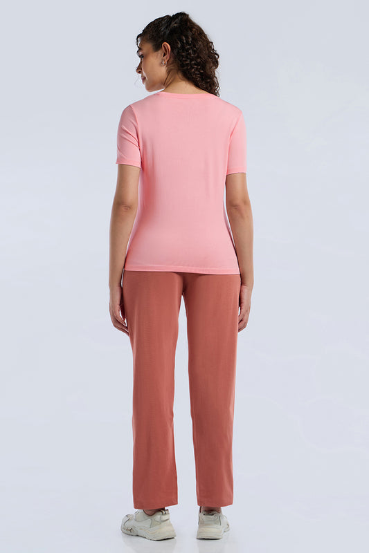 ESSENTIAL PRINTED TEE - Pale Rosette Base