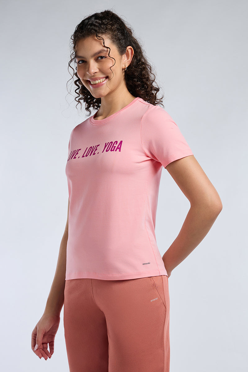 ESSENTIAL PRINTED TEE - Pale Rosette Base