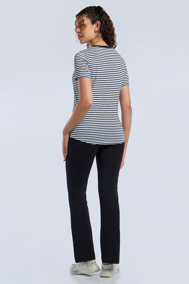 ESSENTIAL STRIPE TEE - Black and whites Stripes - Image 1 of 6