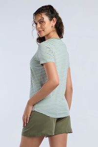 ESSENTIAL STRIPE TEE - Granite Green Stripes thumbnail 2