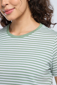 ESSENTIAL STRIPE TEE - Granite Green Stripes thumbnail 4