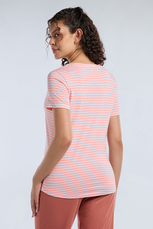 ESSENTIAL STRIPE TEE - Pale Rosette Stripes