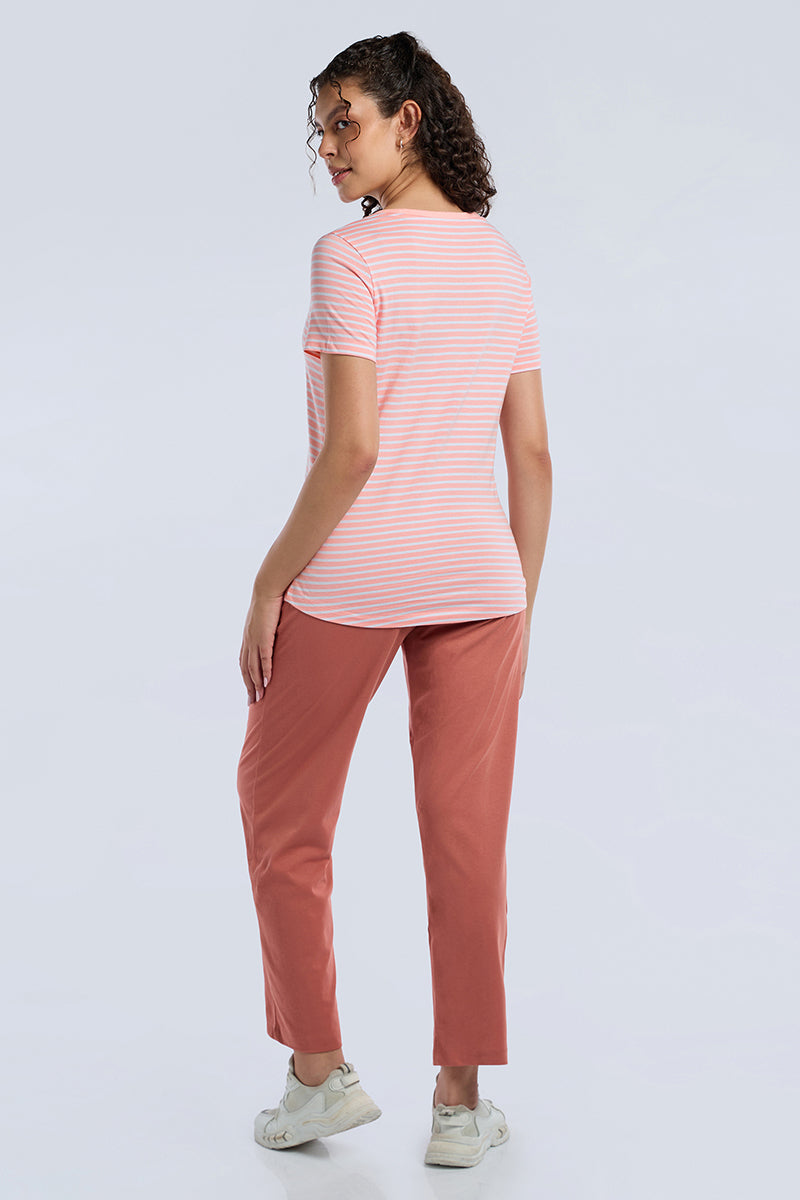 ESSENTIAL STRIPE TEE - Pale Rosette Stripes