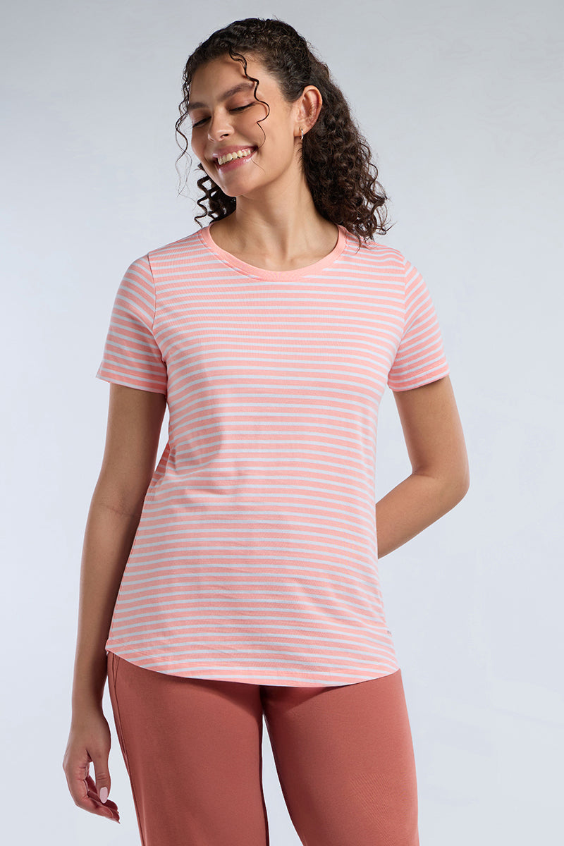 ESSENTIAL STRIPE TEE - Pale Rosette Stripes - Image 3 of 7