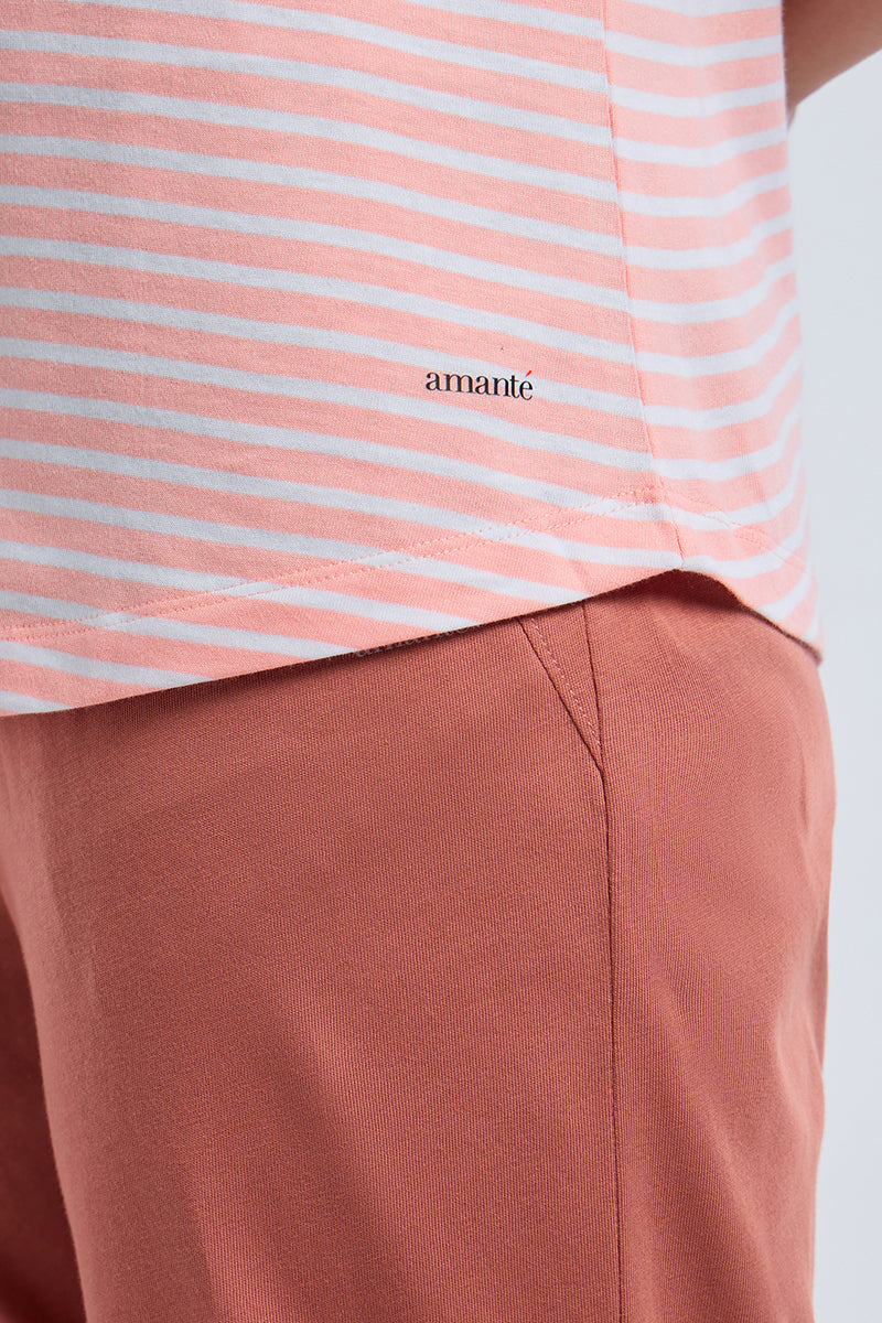 ESSENTIAL STRIPE TEE - Pale Rosette Stripes