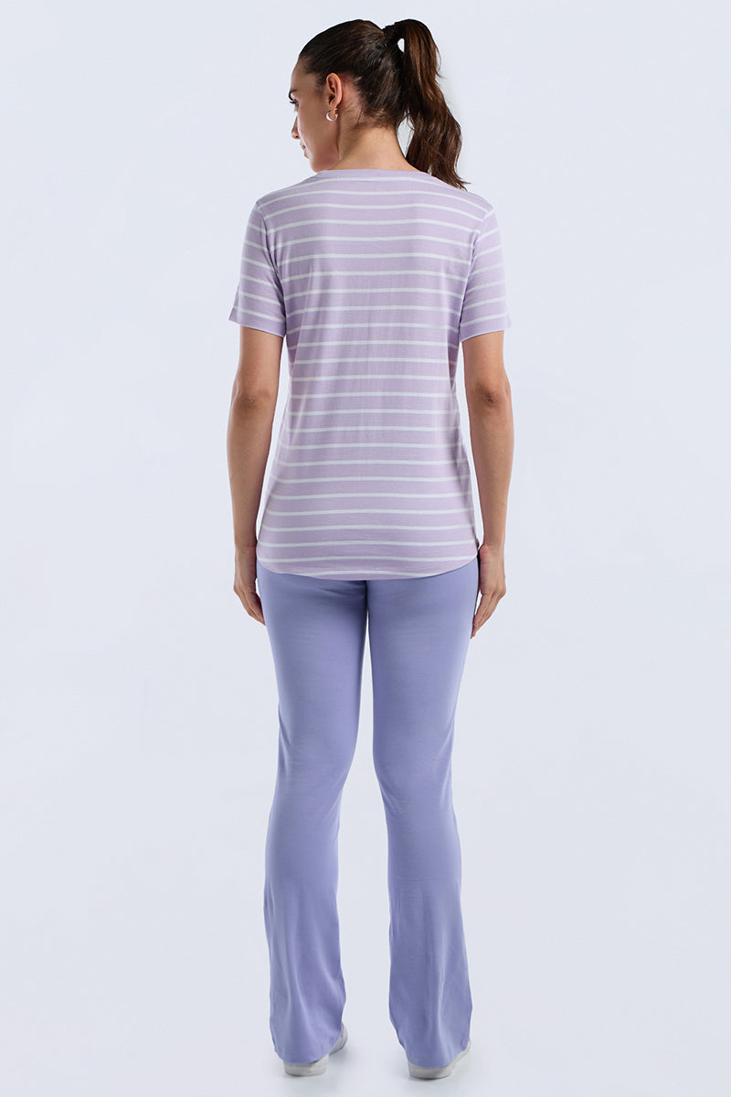 ESSENTIAL STRIPE TEE - Pastel Lilac Stripes